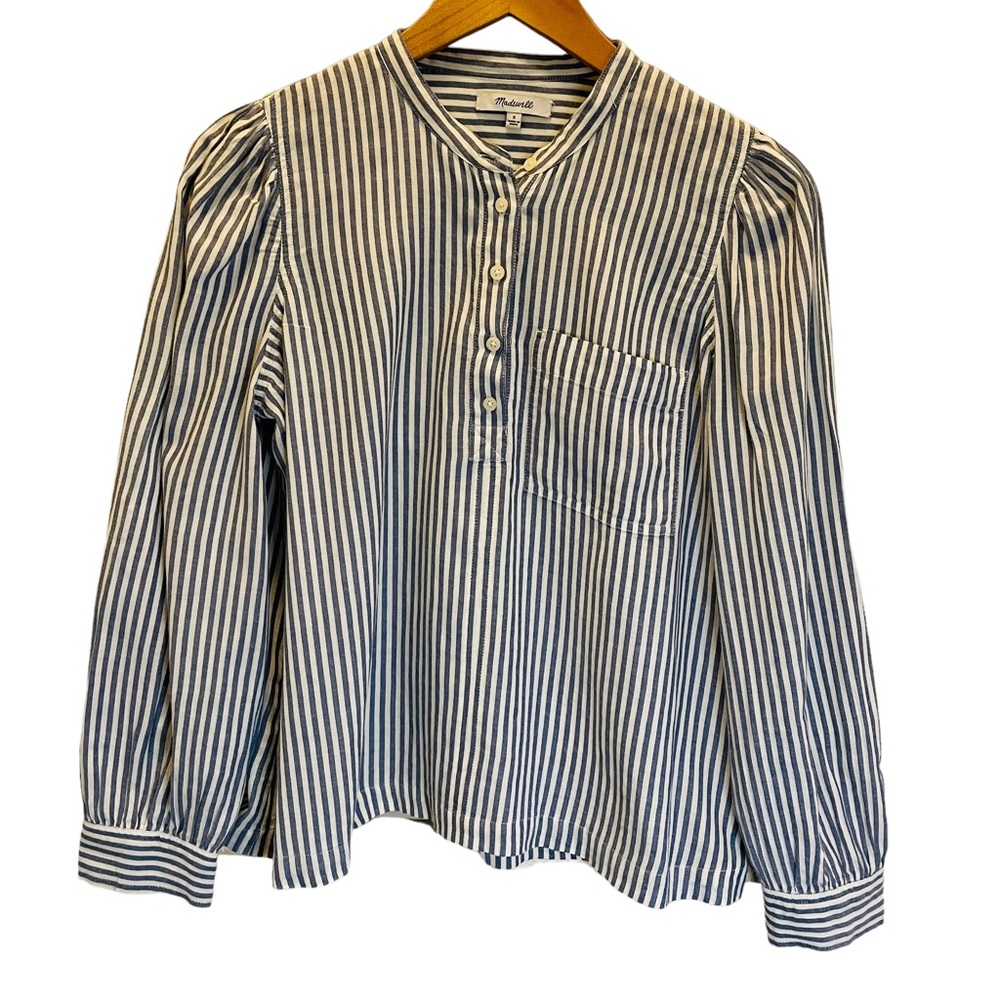 Madewell Long Sleeve Striped Shirt Blue White